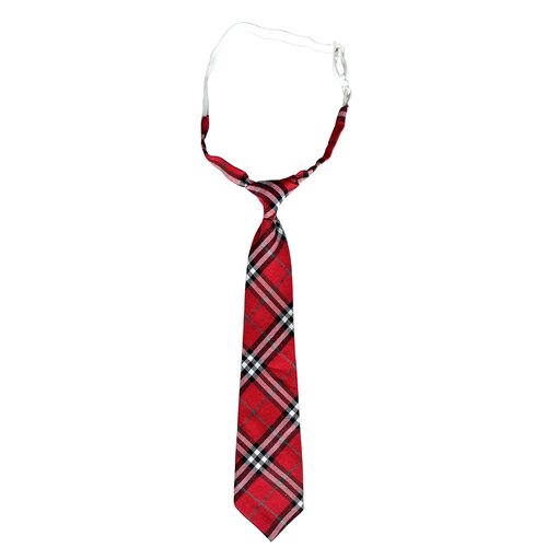 фото Школьный галстук на резинке для мальчика и для девочки красный в полоску 2beman