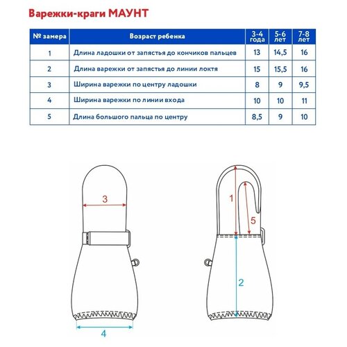 фото Aoaw22ac3t101 варежки-краги детск. "маунт" 9-10 лет размер 16-5 цвет графитовый oldos