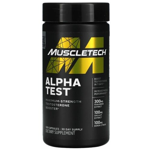 фото Бустер тестостерона muscletech alpha test, 120 капсул / для набора мышечной массы
