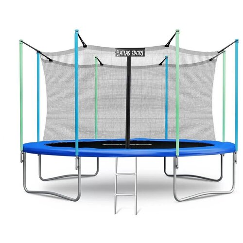 фото Батут atlas sport 374 см (12 ft) с внутренней сеткой и лестницей blue
