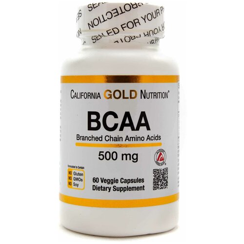 фото California gold nutrition - bcaa 500 мг (60 капсул) - bcaa аминокислоты в капсулах по 500 мг