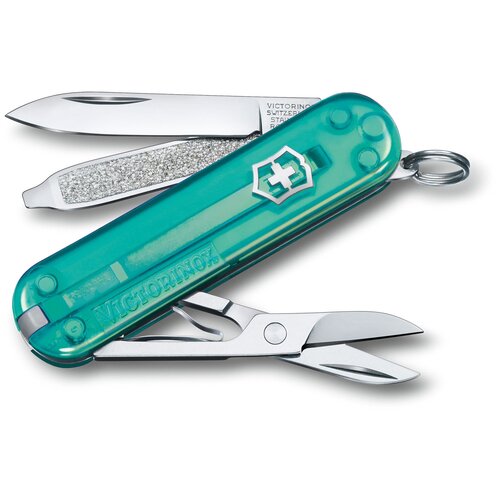 фото Нож-брелок victorinox classic sd colors tropical surf 58 мм, 7 функций, полупрозрачный 0.6223.t24g