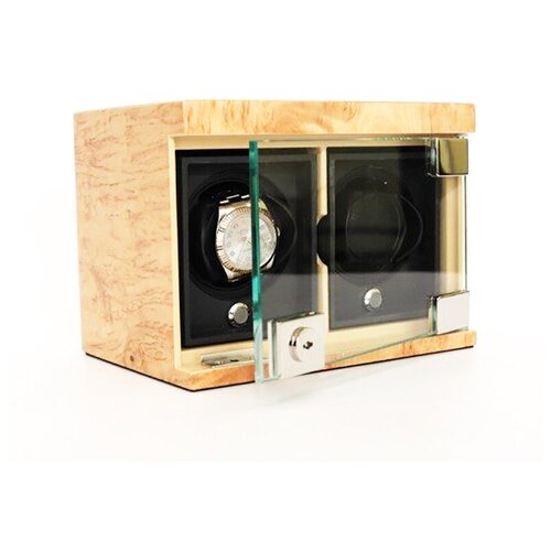 фото Шкатулка underwood из карельской берёзы для хранения и подзавода двух ручных механических часов