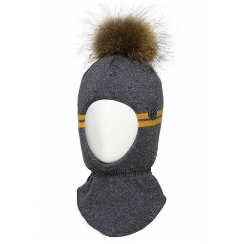 фото Шлем детский agbo ron для мальчика зима утепленный (размер 52-56см) арт.30181 шерсть (т.серый*оранжевый) babycaps