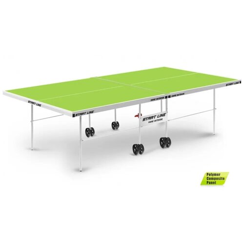 фото Теннисный стол start line game outdoor pcp 20 с инновационной столешницей 20 мм, всепогодный для улицы, складной (цвет зеленый лайм)