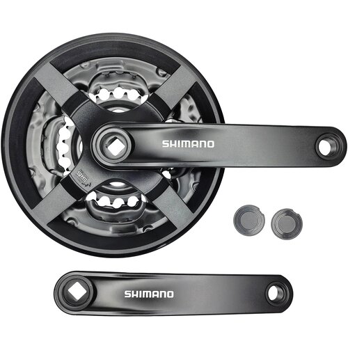 фото Система shimano fc-ty301, шатун 170 мм, под квадрат, звезды 42/34/24, с защитой, черный