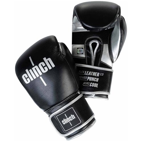 фото Боксерские перчатки clinch punch 2.0 black/silver (14 унций)