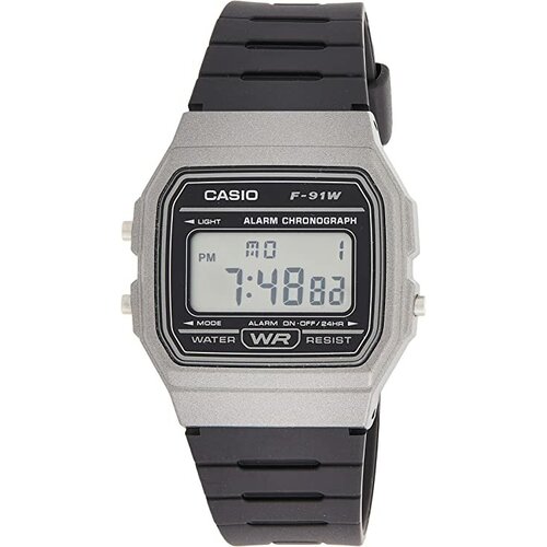фото Наручные часы casio японские наручные часы casio collection f-91wm-1bd, серый