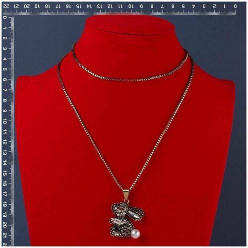фото Бижу колье-ожерелье, двойное, золотистое с подвеской зайчик, 1 шт sweet home