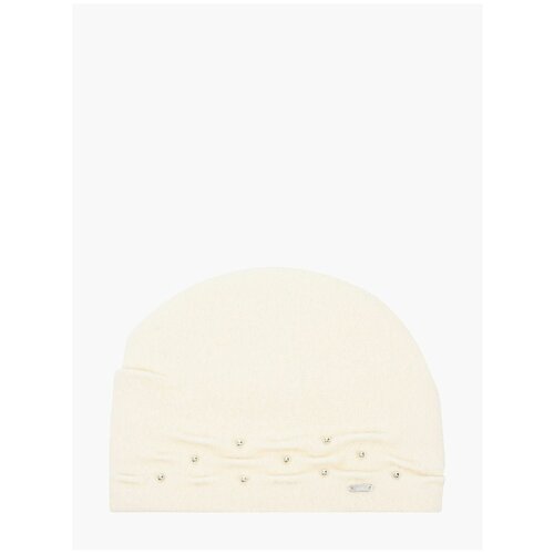 фото Шапка бини landre зимняя, шерсть, подкладка, вязаная, утепленная, размер 56-59, белый