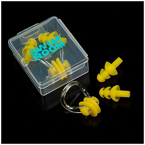 фото Комплект беруши и зажим для носа для плавания и бассейна swimroom “earplugs and nose clip”, цвет желтый