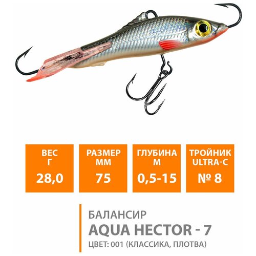 фото Балансир для зимней рыбалки aqua hector-7 75mm 28g цвет 001