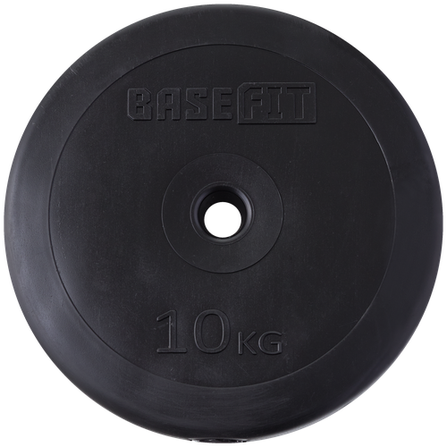 фото Диск пластиковый basefit bb-203 10 кг, d=26 мм, черный, 2 шт.