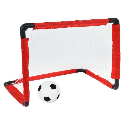 фото Ворота футбольные, сборные, размер 84 х 60 х 60 см, с сеткой и мячом, цвет красный нет бренда