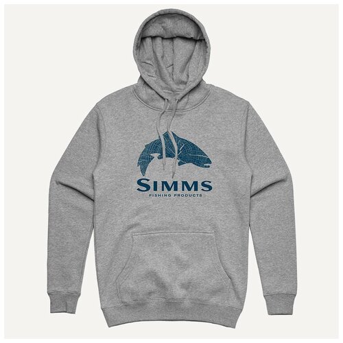 фото Simms толстовка wood trout fill hoody grey heather, мужской, l активный отдых