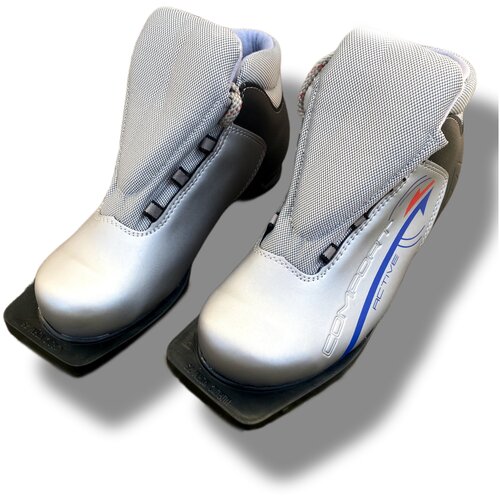 фото Ботинки лыжные trek activecomfort nn75, цвет серебро-черный, лого синий, размер 37