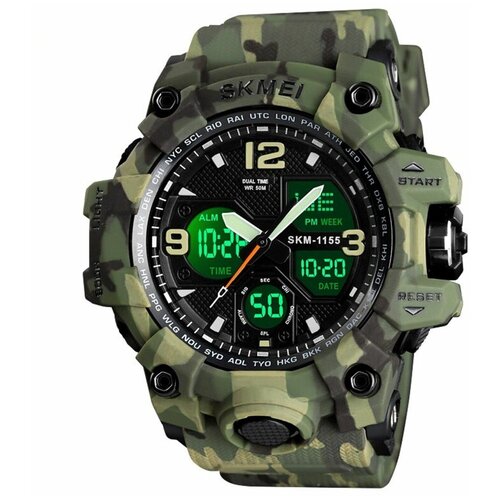 фото Спортивные часы skmei часы наручные мужские водонепроницаемые и ударопрочные. skmei-1155в, цвет милитари
