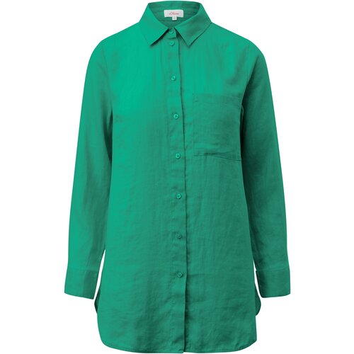 фото Рубашка s.oliver, длинный рукав, однотонная, размер 34 (xs), зеленый