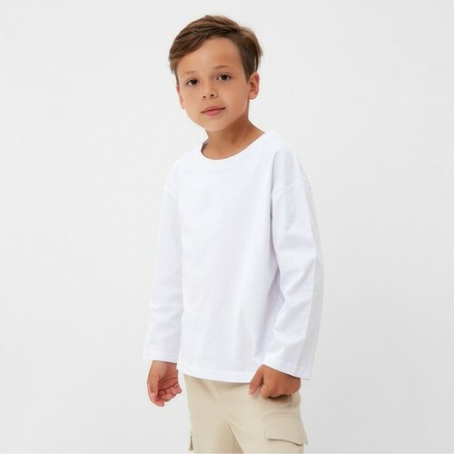 фото Лонгслив kaftan, хлопок, размер 122-128, белый