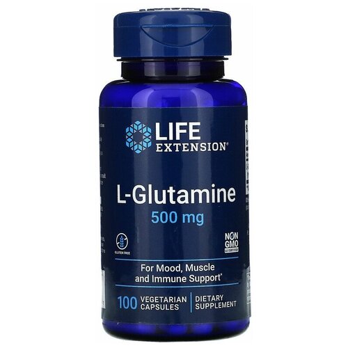 фото Life extension l-glutamine (l-глютамин) 500 мг 100 капсул