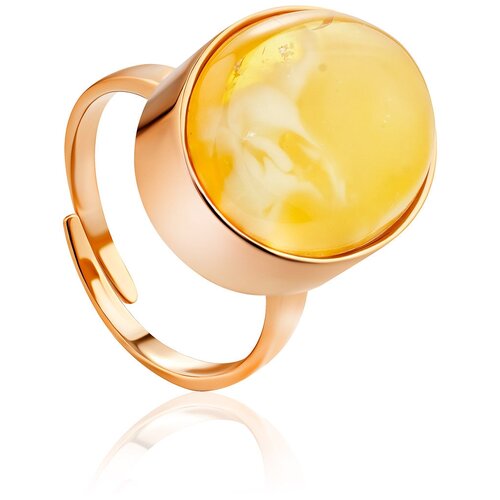 фото Amberholl кольцо из позолоченного серебра с натуральным цельным текстурным янтарём «притяжение»