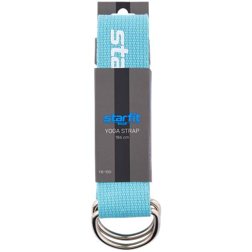 фото Ремень для йоги starfit yb-100 180 см, хлопок, мятный