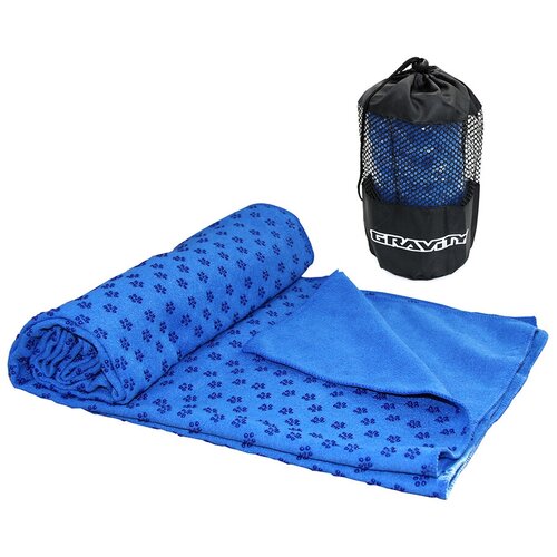фото Полотенце для йоги 180-63 см gravity с мешком для переноски, синее