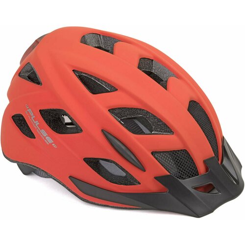 фото Велосипедный шлем с сеточкой pulse led x8 16 вентиляционных отверстий с светодиодным фонариком 6д/2ф мат. красный 58-61см author (8-9001657)