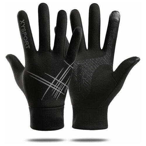 фото Перчатки мужские спортивные утепленные зимние черные, термоперчатки, размер универсальный 3d family
