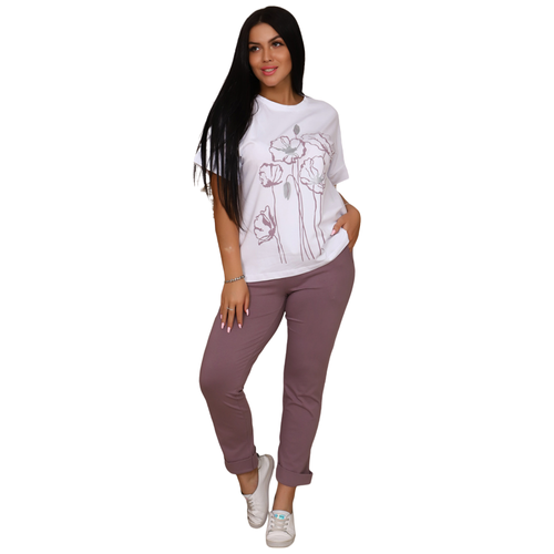 фото Комплект dianida, футболка, брюки, короткий рукав, трикотажная, размер 48, розовый