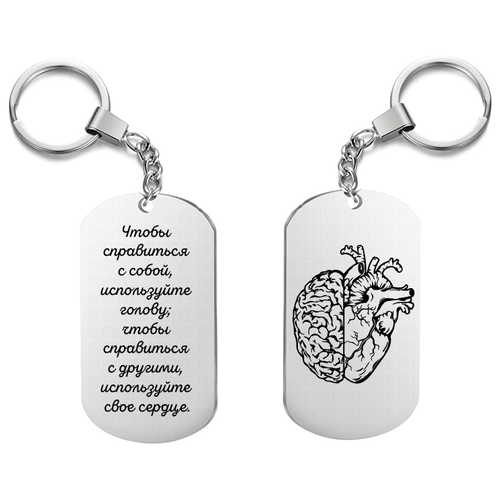 фото Брелок для ключей «чтобы справиться с собой» с гравировкой подарочный жетон ,на сумку, на ключи , uegrafic