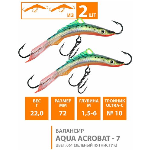 фото Балансир для зимней рыбалки aqua acrobat-7 72mm 22g цвет 061 2шт
