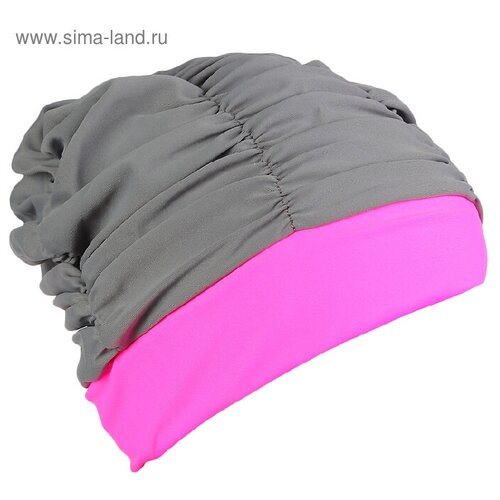 фото Onlytop шапочка для плавания взрослая, объёмная, лайкра, обхват 54-60 см, цвет серый/розовый