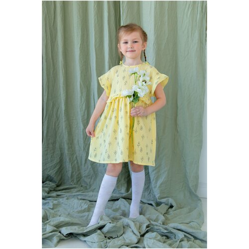 фото Платье для девочки анна, веточки на желтом, 92-98 blueberry