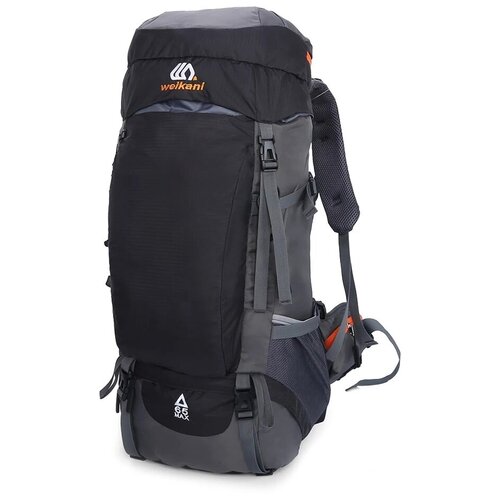 фото Большой трекинговый рюкзак weikani для путешествий, походов, кемпинга 65 литров с дождевиком