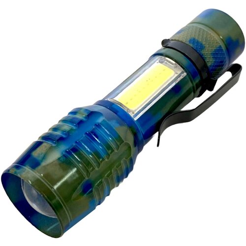 фото Универсальный перезаряжаемый фонарик led xpe+cob военпро