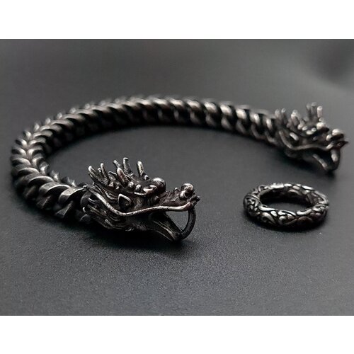 фото Браслет на руку "чёрные драконы" черные браслеты парные женский мужской готические длинные серебро 925 starfallshop