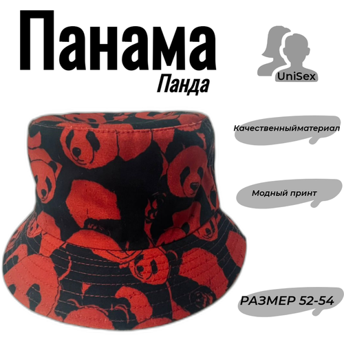 фото Панама котелок летняя, хлопок, размер 53-54, красный нет бренда