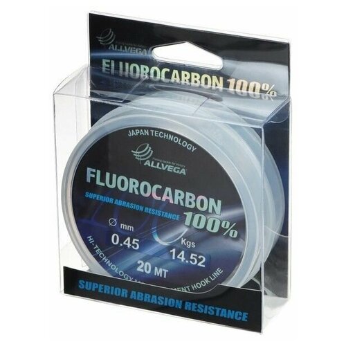 фото Леска монофильная allvega "fx fluorocarbon 100%" 20м 0,45мм, 14,52кг, флюорокарбон 100%