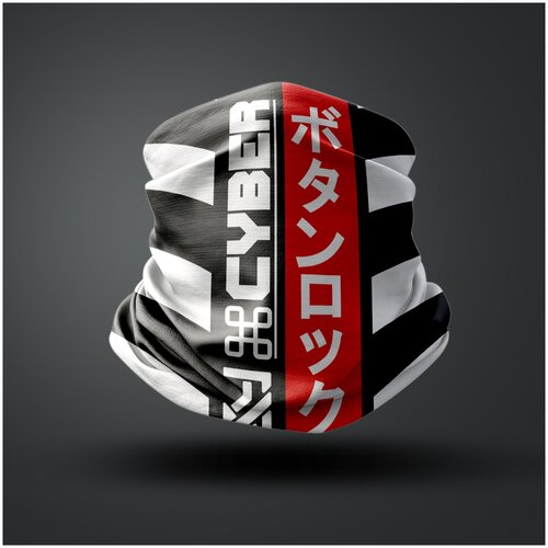фото Киберпанк маска с принтом red line. японский дизайн в стиле cyberpunk. микрофибра премиум. кибермашина