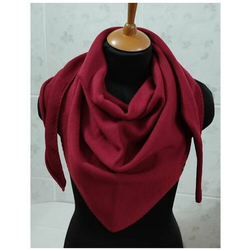 фото Бактус косынка шейный платок 100% мериносовая шерсть цвет ягодное вино lastochka_knit_wear