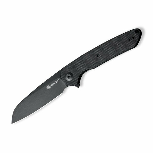 фото Нож складной охотничий туристический sencut kyril 9cr18mov steel black stonewashed handle black micarta черный