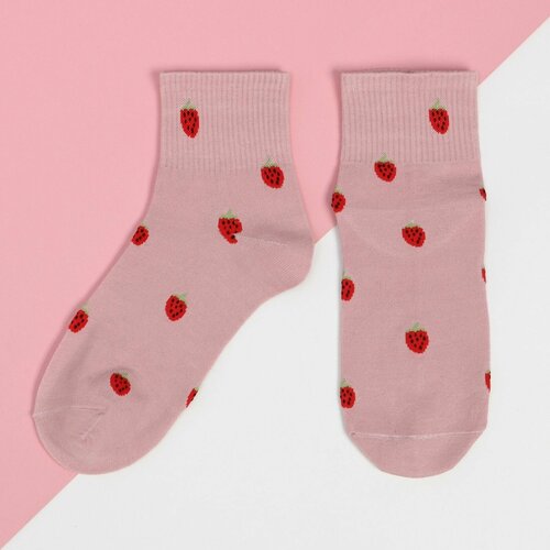 фото Женские носки kaftan, размер 23-25 см (36-39), розовый, белый