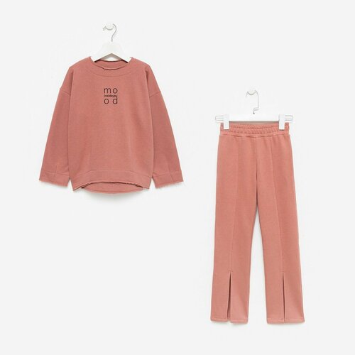 фото Комплект одежды minaku, свитшот и брюки, повседневный стиль, размер 152, розовый