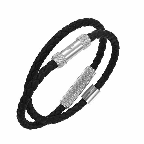 фото Плетеный браслет police urban texture, 1 шт., размер m, черный, серебряный