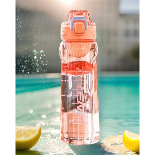 фото Бутылка для воды спортивная 800мл с фильтром для фруктов, цвет года 2024 персиковый mix