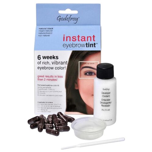 фото Godefroy Краска-хна для бровей синтетическая в капсулах Instant Eyebrow Tint, 15 штук natural black