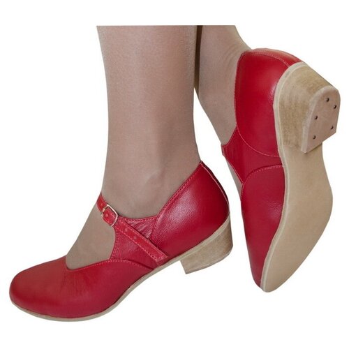 фото Туфли для танцев variant для девочек, для танцев, натуральная кожа, размер 35, красный