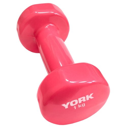 фото Гантель цельнолитая York Fitness DBY100 B26315p 1 кг розовая