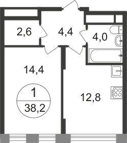 38 м², 1-комнатная квартира 10 990 000 ₽ - изображение 1